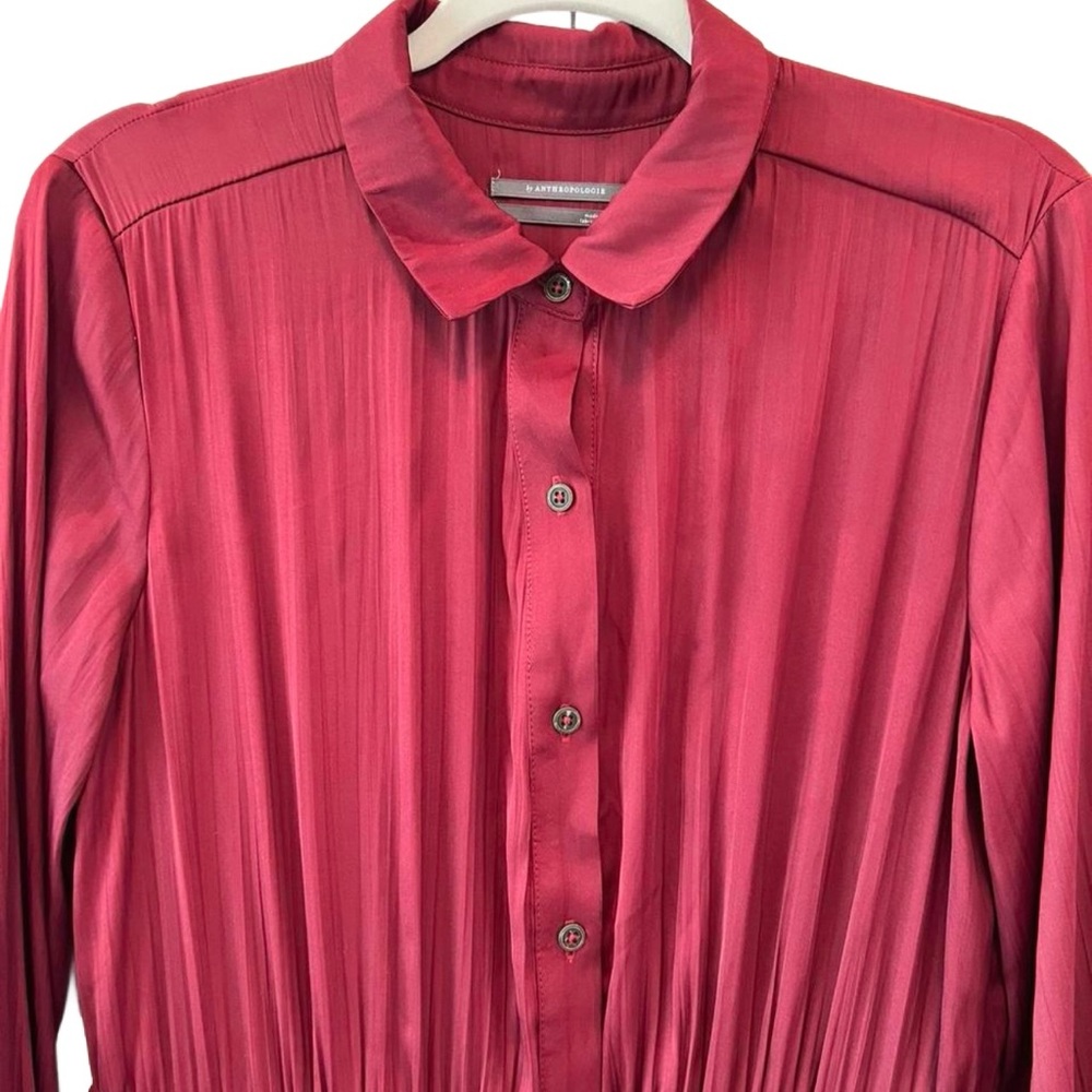 NEW Anthropologie Satin Tiered Button-Front Adjustable Maxi Dress, Red, Medium - Picture 3 of 12